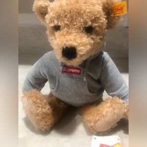 Supreme Plush Bear in Gray Hoodie!